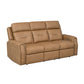 Felix Toasted Almond Leather Power Reclining Sofa with Power Headrest, Lumbar, Heat & Massage