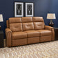 Felix Toasted Almond Leather Power Reclining Sofa with Power Headrest, Lumbar, Heat & Massage