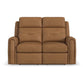 Felix Toasted Almond Leather Power Reclining Loveseat with Power Headrest, Lumbar, Heat & Massage