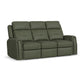 Felix Forest Green Leather Power Reclining Sofa with Power Headrest, Lumbar, Heat & Massage