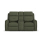 Felix Forest Green Leather Power Reclining Loveseat with Console, Power Headrest, Lumbar, Heat & Massage