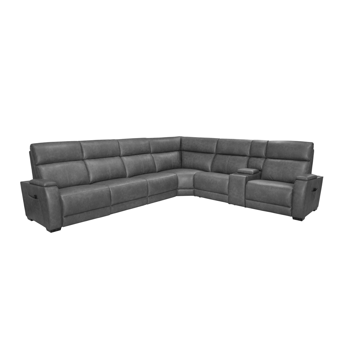 Vibe Coal Fabric Power Reclining Sectional with Power Headrest, Lumbar, Heat, Massage & Pulse