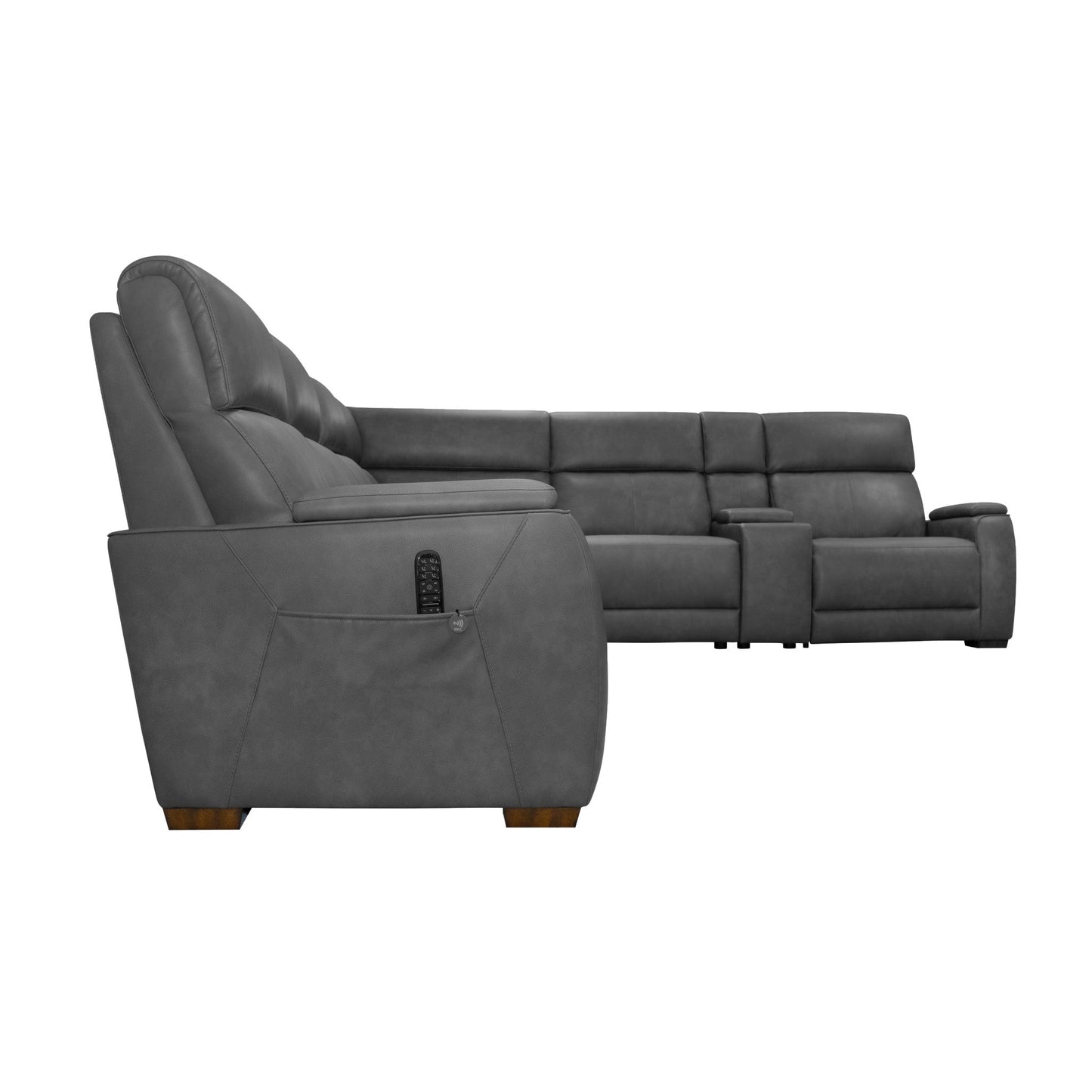 Vibe Coal Fabric Power Reclining Sectional with Power Headrest, Lumbar, Heat, Massage & Pulse