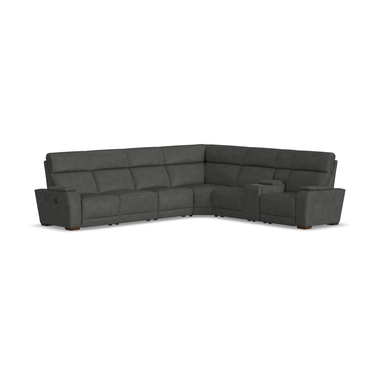 Vibe Coal Fabric Power Reclining Sectional with Power Headrest, Lumbar, Heat, Massage & Pulse