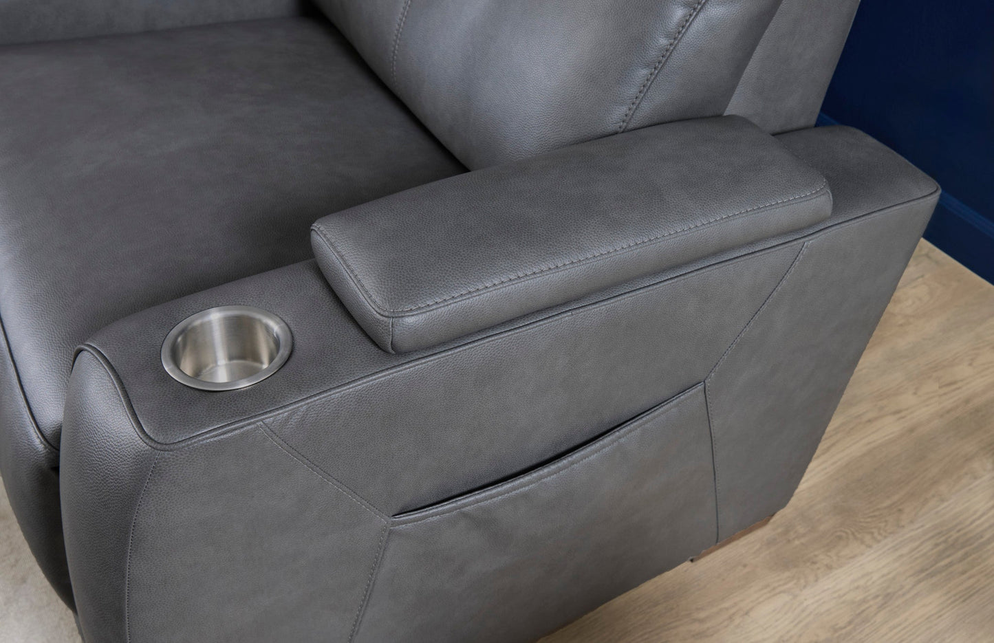Vibe Coal Fabric Power Reclining Sectional with Power Headrest, Lumbar, Heat, Massage & Pulse