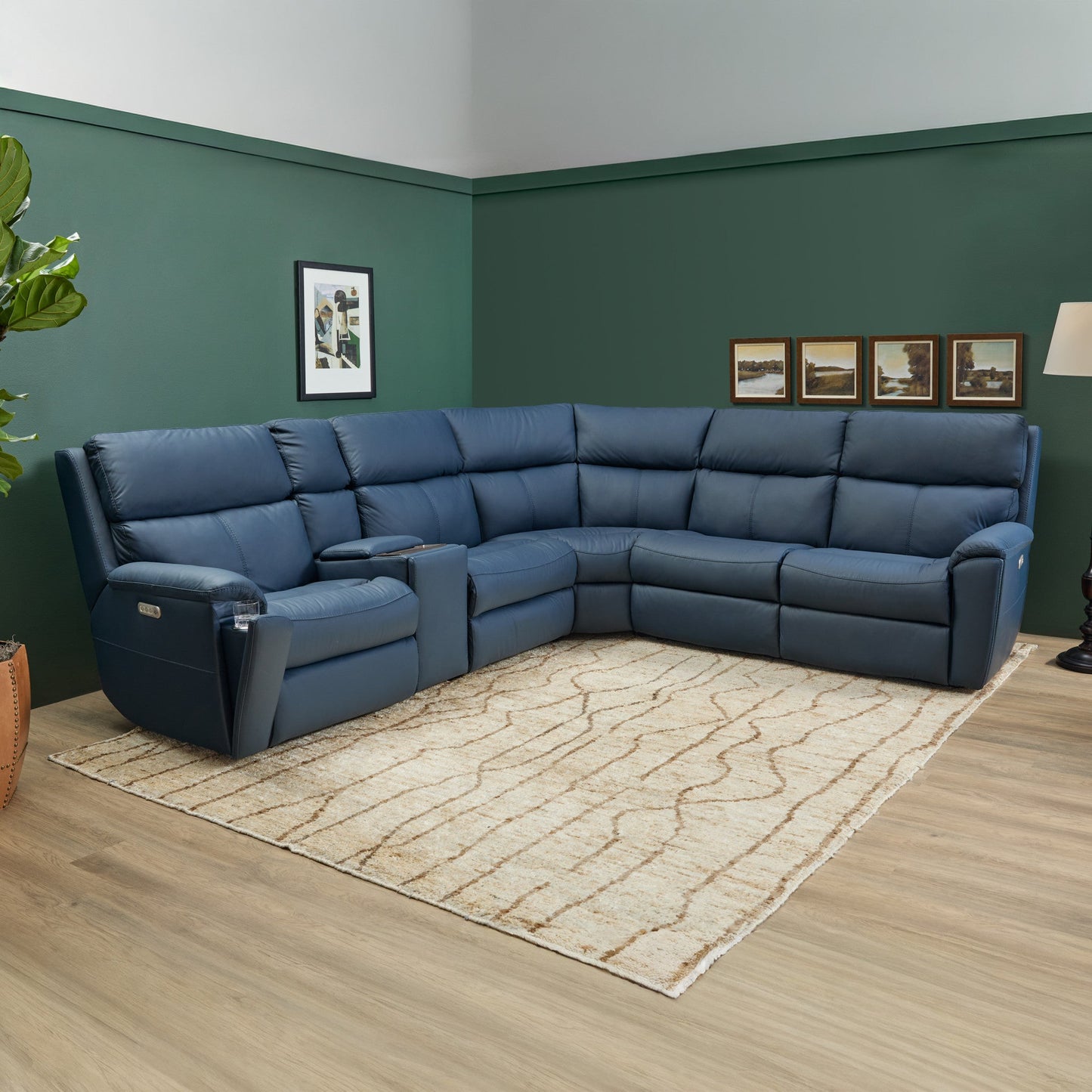 Porter Leather Power Reclining Leather Sectional with Power Headrest & Lumbar