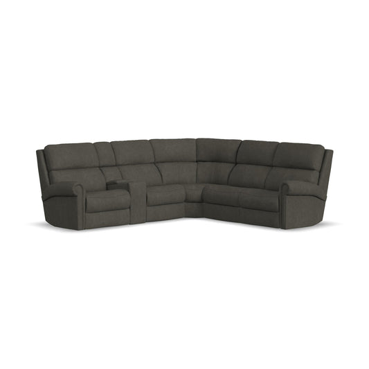 Bernard Leather Power Reclining Sectional w/ Power Headrest & Lumbar