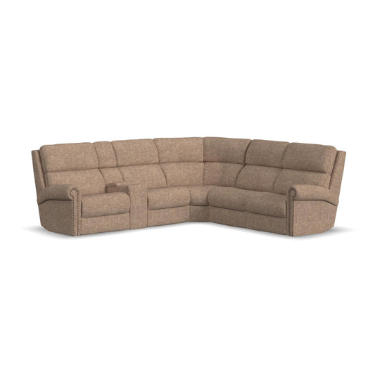 Bernard Fabric Power Reclining Sectional w/ Power Headrest & Lumbar