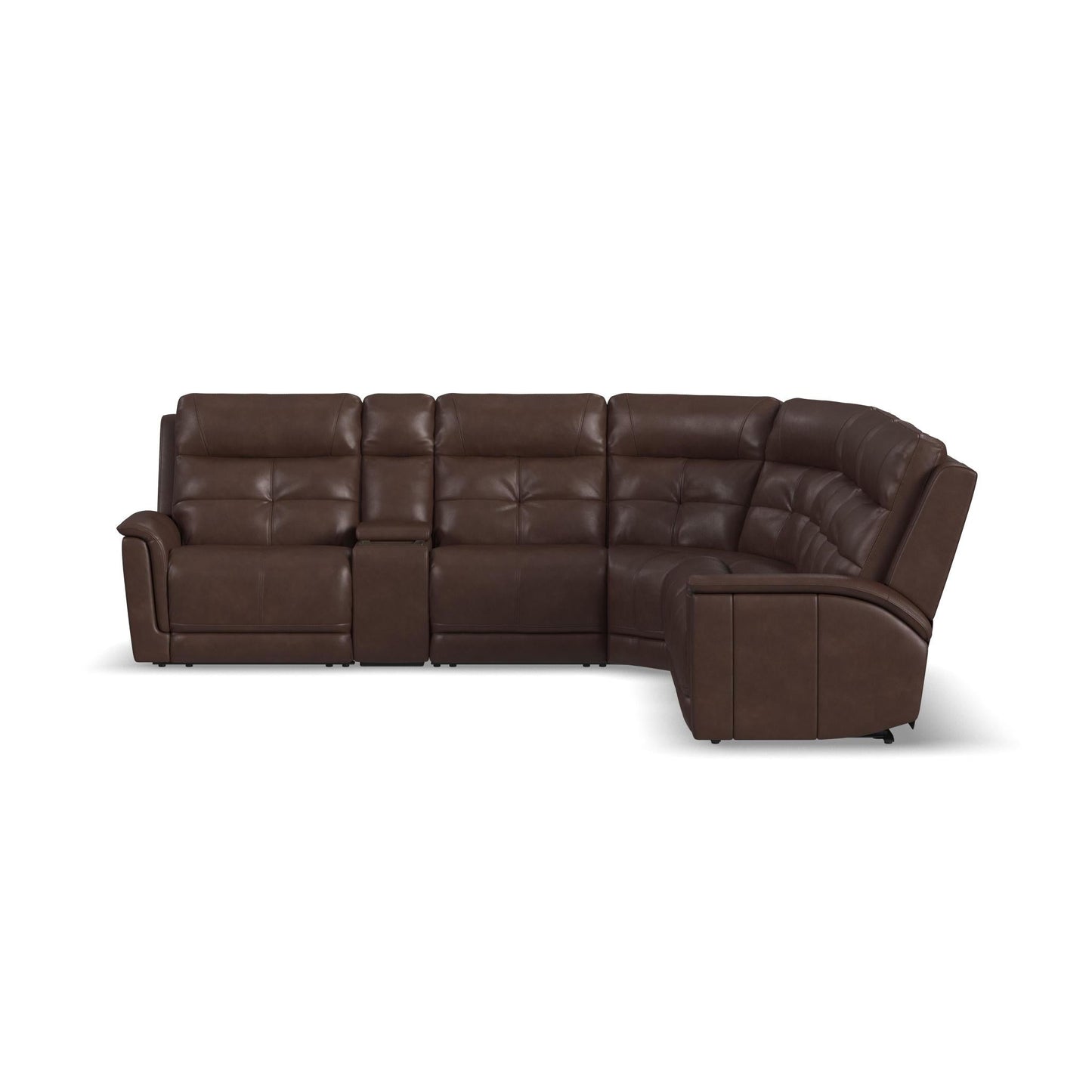 Ranger Rustic Brown Leather Power Reclining Sectional with Power Headrest, Lumbar and Heat, Massage
