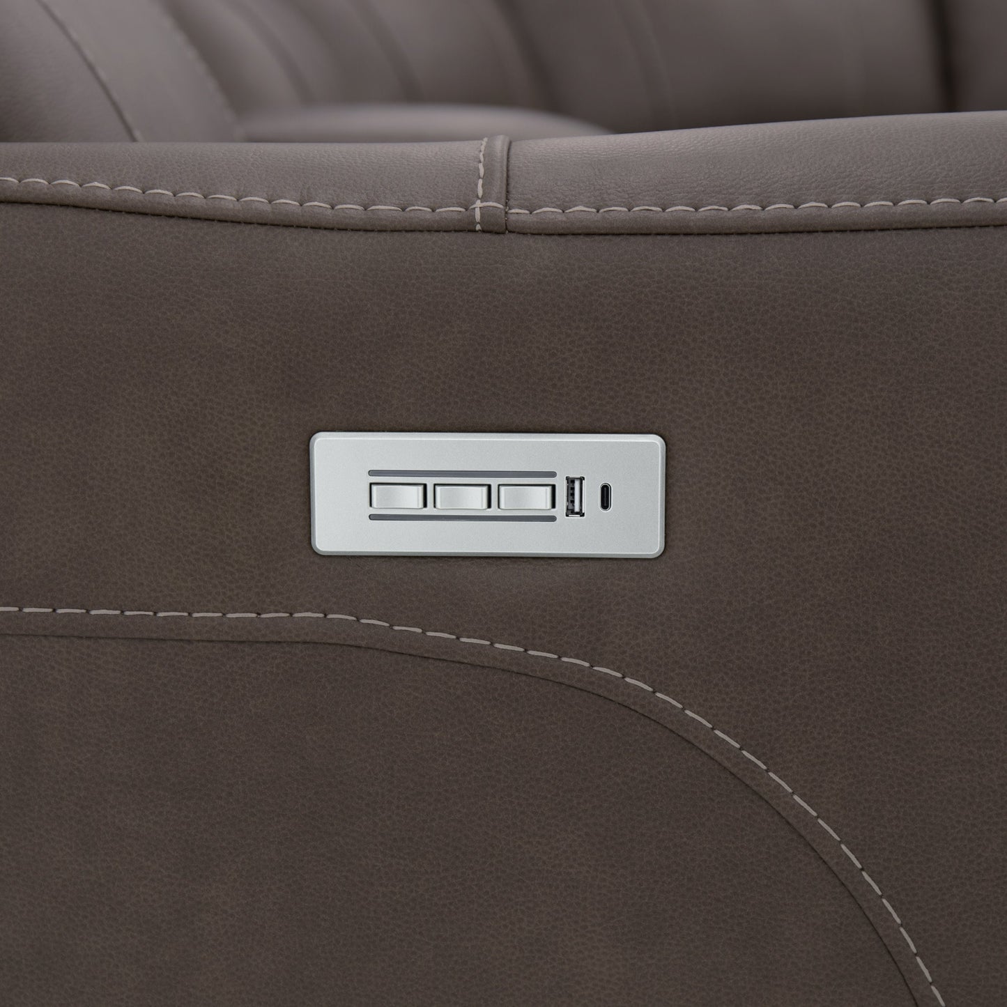 Carter Cappuccino Fabric Power Reclining Sectional with Power Headrests & Lumbar