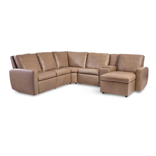 Aria Fawn Leather Power Reclining Sectional