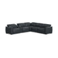 Camden Abyss Blue Leather Power Reclining Sectional with Power Headrest