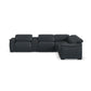 Camden Abyss Blue Leather Power Reclining Sectional with Power Headrest
