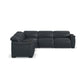 Camden Abyss Blue Leather Power Reclining Sectional with Power Headrest