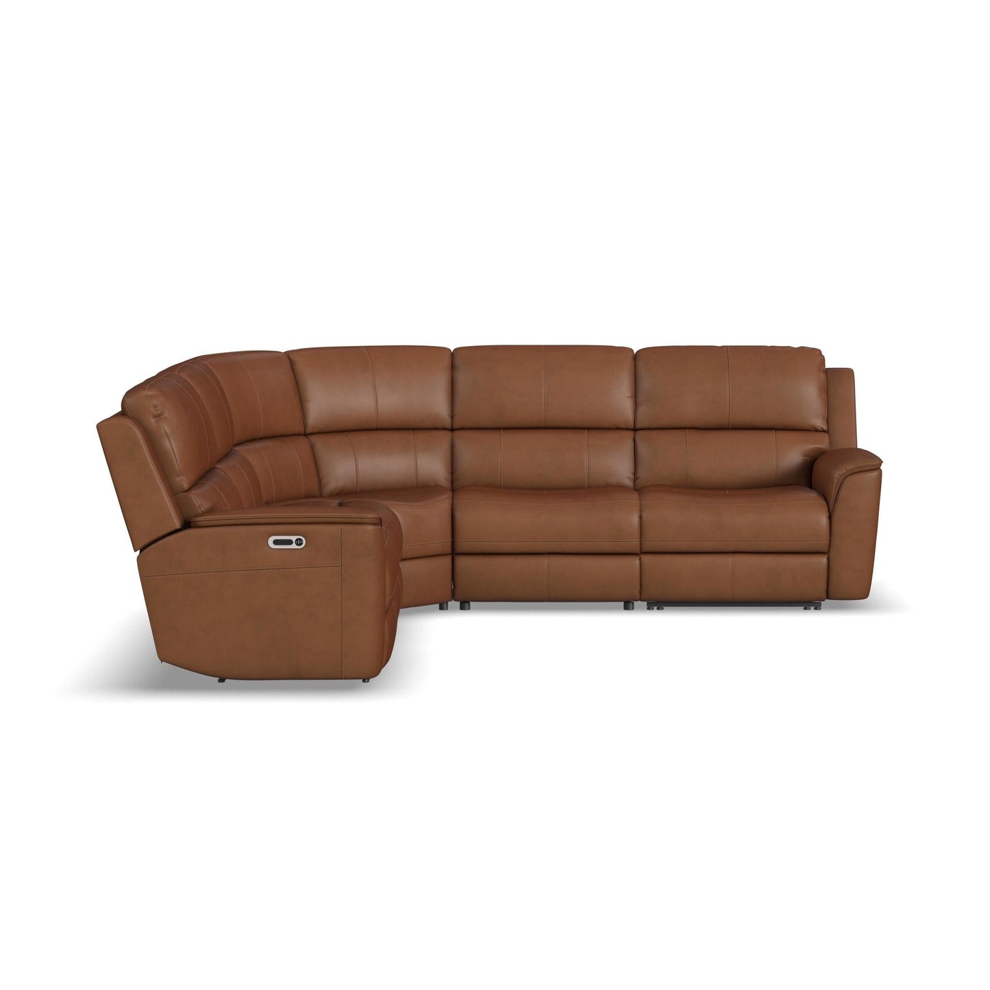 Henry Caramel Leather Power Reclining Sectional with Power Headrests & Lumbar