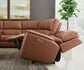 Henry Caramel Leather Power Reclining Sectional with Power Headrests & Lumbar