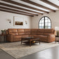 Henry Caramel Leather Power Reclining Sectional with Power Headrests & Lumbar