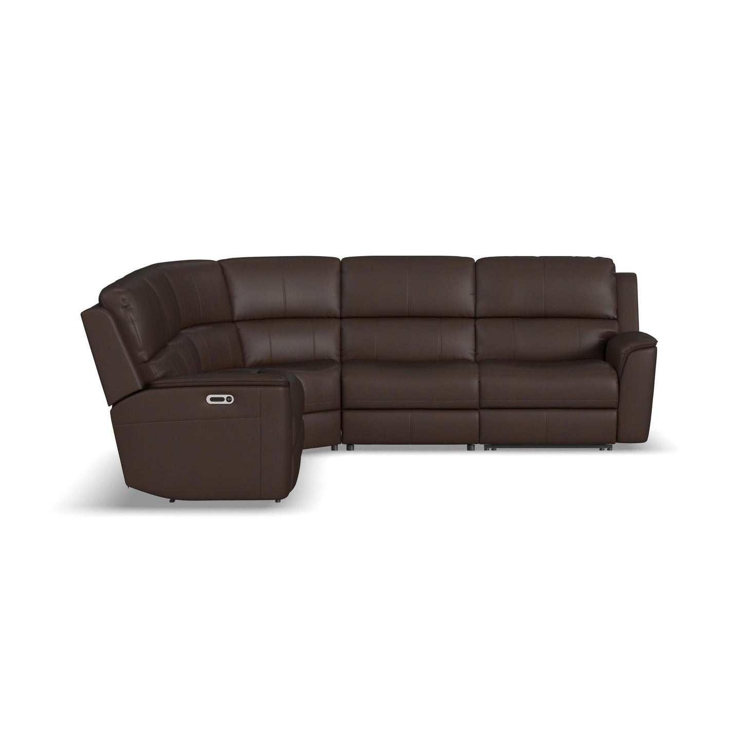 Henry Burnt Umber Leather Power Reclining Sectional with Power Headrest & Lumbar