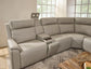 Vernon Dove Grey Fabric Power Reclining Sectional with Power Headrest, Lumbar, Heat, & Massage