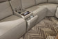 Vernon Dove Grey Fabric Power Reclining Sectional with Power Headrest, Lumbar, Heat, & Massage