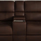 Henry Burnt Umber Leather Power Reclining Sectional with Power Headrest & Lumbar