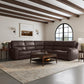 Henry Burnt Umber Leather Power Reclining Sectional with Power Headrest & Lumbar