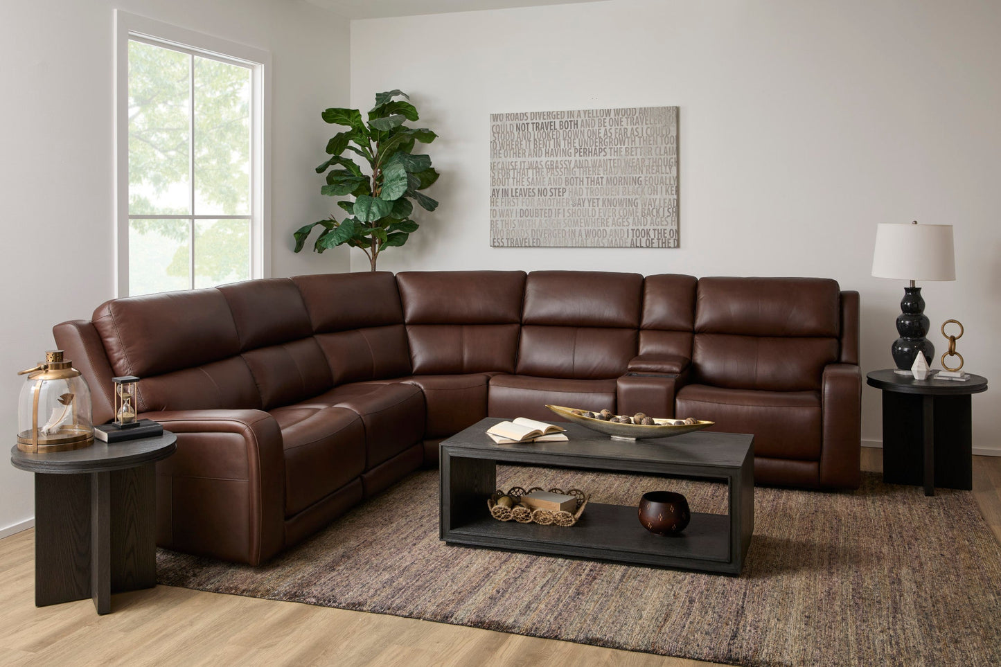 Oasis Truffle Leather Sectional