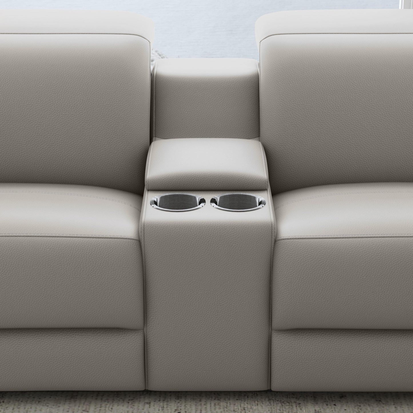 Aurora Ash Leather Power Reclining Sectional with Power Headrests
