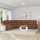 Linden Caramel Leather Power Reclining Sectional with Power Headrests & Lumbar