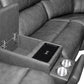 Linden Charcoal Leather Power Reclining Sectional with Power Headrest & Lumbar