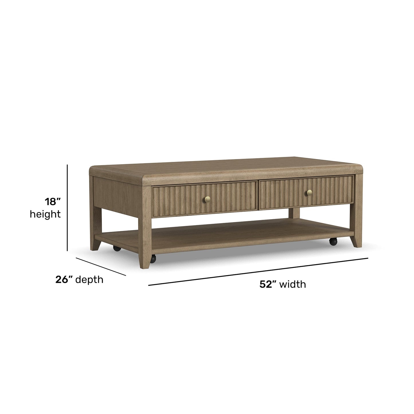 Reed Rectangular Coffee Table with Casters