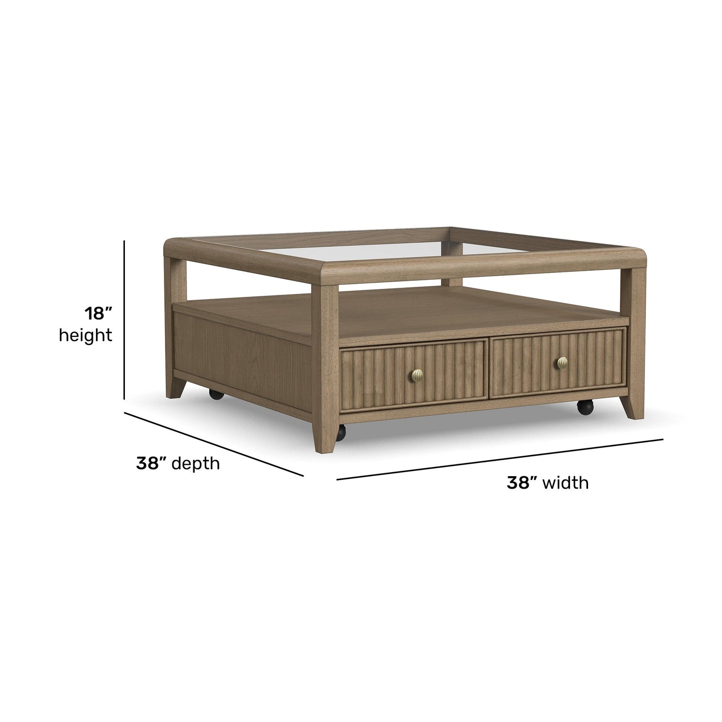 Reed Square Coffee Table with Casters