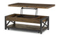 Carpenter Brown Rectangular Lift-Top Coffee Table with Casters