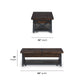 Carpenter Brown Rectangular Lift-Top Coffee Table with Casters