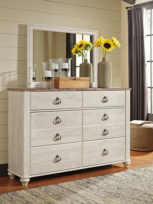 Signature Design by Ashley Willowton Dresser and Mirror - Vaughn Outlet Kankakee IL
