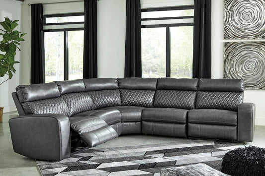Signature Design by Ashley Samperstone 5-Piece Power Reclining Sectional - Vaughn Outlet Kankakee IL