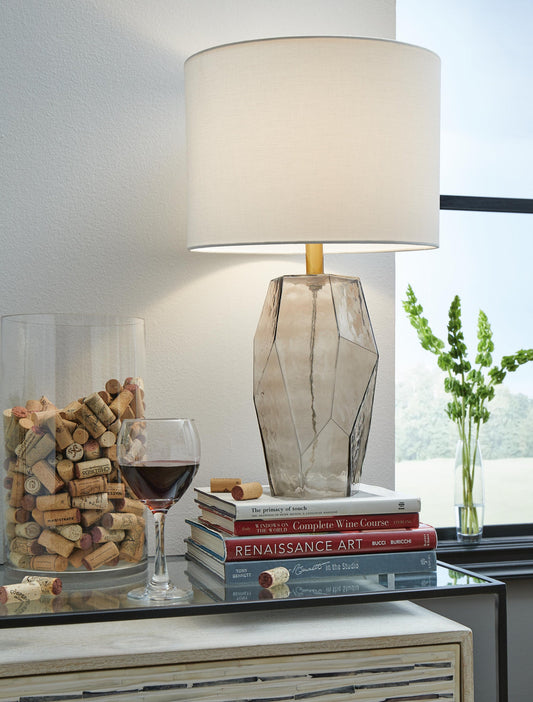 Signature Design by Ashley Taylow Glass Table Lamp - Vaughn Outlet Kankakee IL