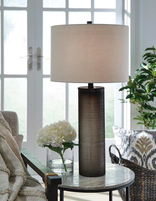 Signature Design by Ashley Dingerly Glass Table Lamp - Vaughn Outlet Kankakee IL