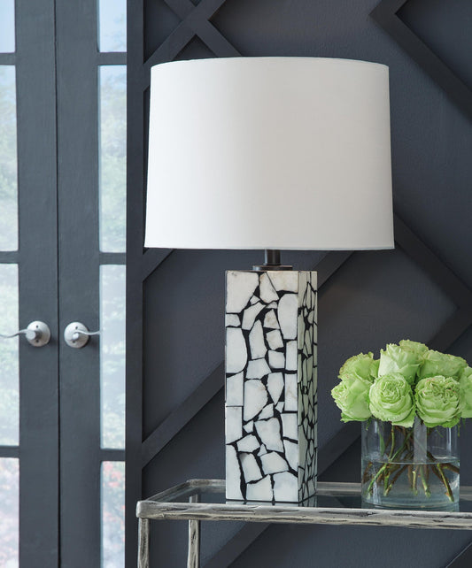 Signature Design by Ashley Macaria Marble Table Lamp - Vaughn Outlet Kankakee IL