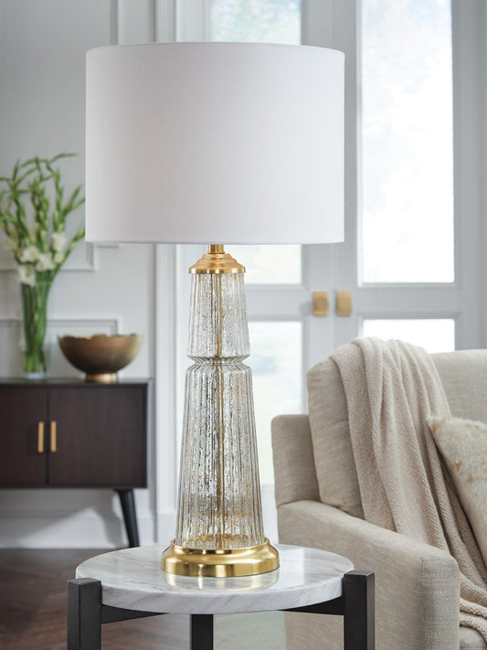 Signature Design by Ashley Bakersboro Glass Table Lamp - Vaughn Outlet Kankakee IL