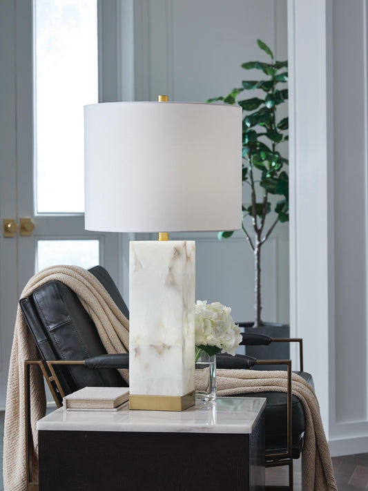 Signature Design by Ashley Linderfield Alabaster Table Lamp - Vaughn Outlet Kankakee IL
