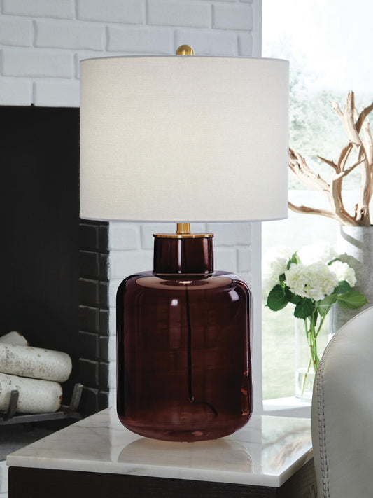 Signature Design by Ashley Mette Glass Table Lamp - Vaughn Outlet Kankakee IL