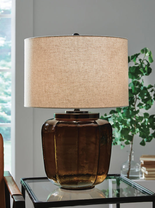 Signature Design by Ashley Bainmore Glass Table Lamp - Vaughn Outlet Kankakee IL