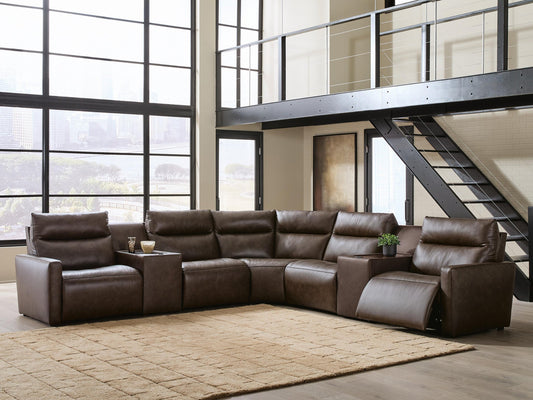 ModZ 7-Piece Power Reclining Sectional with Audio Consoles