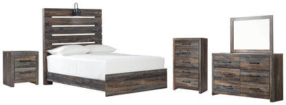 Drystan Full Panel Bed with Mirrored Dresser, Chest and Nightstand