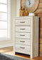 Bellaby Queen Crossbuck Panel Bed with Mirrored Dresser and Chest