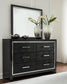 Kaydell King Panel Bed with Storage with Mirrored Dresser