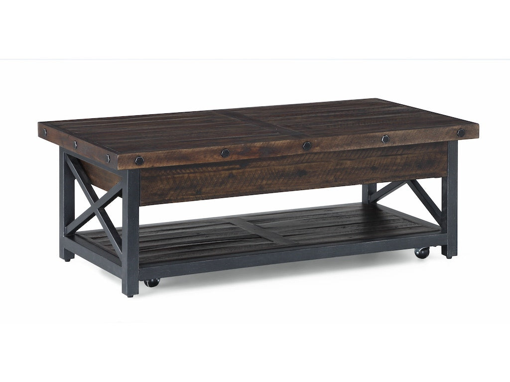 Carpenter Rectangular Lift-Top Coffee Table with Casters