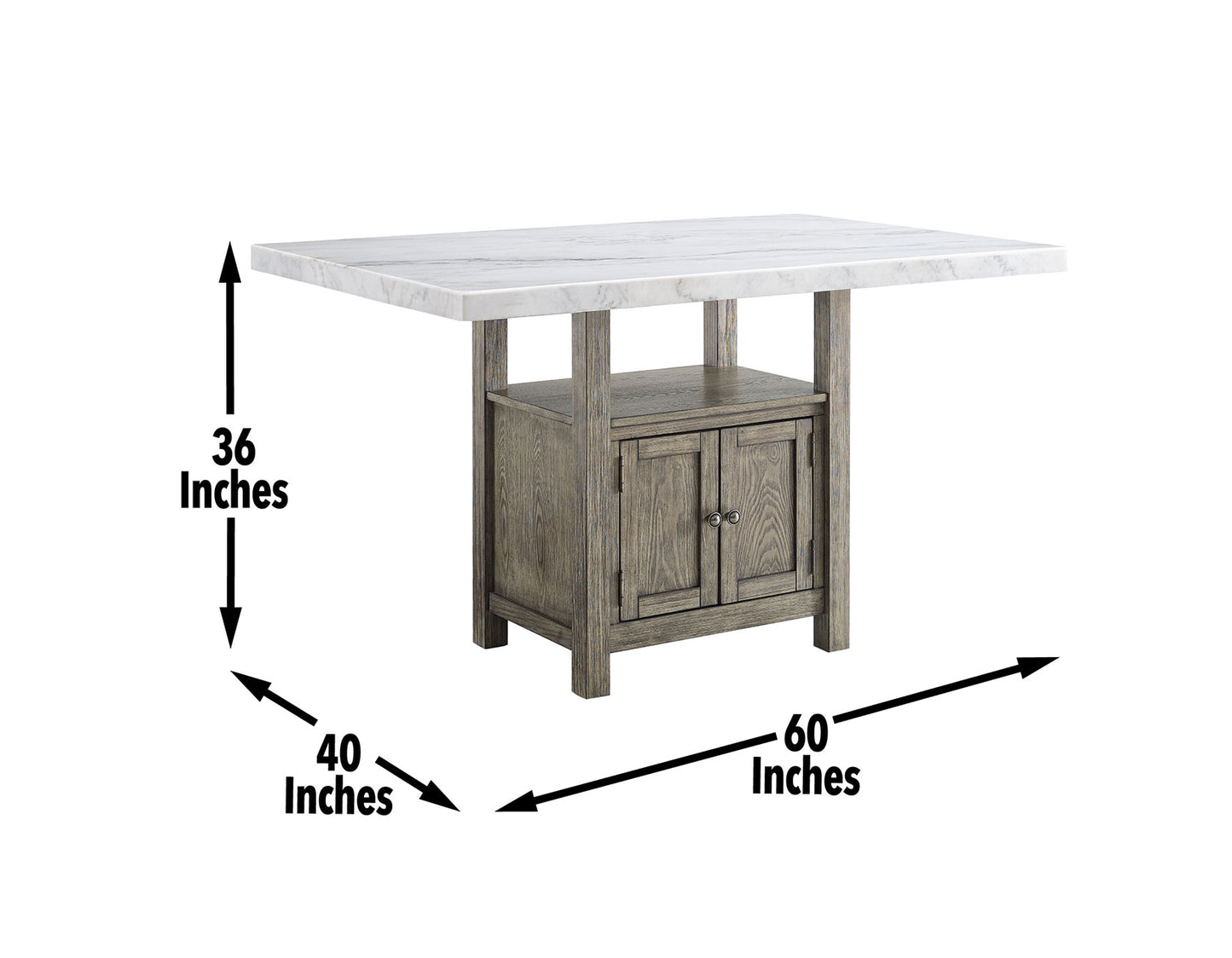 Grayson 60-inch White Marble Counter Storage Table