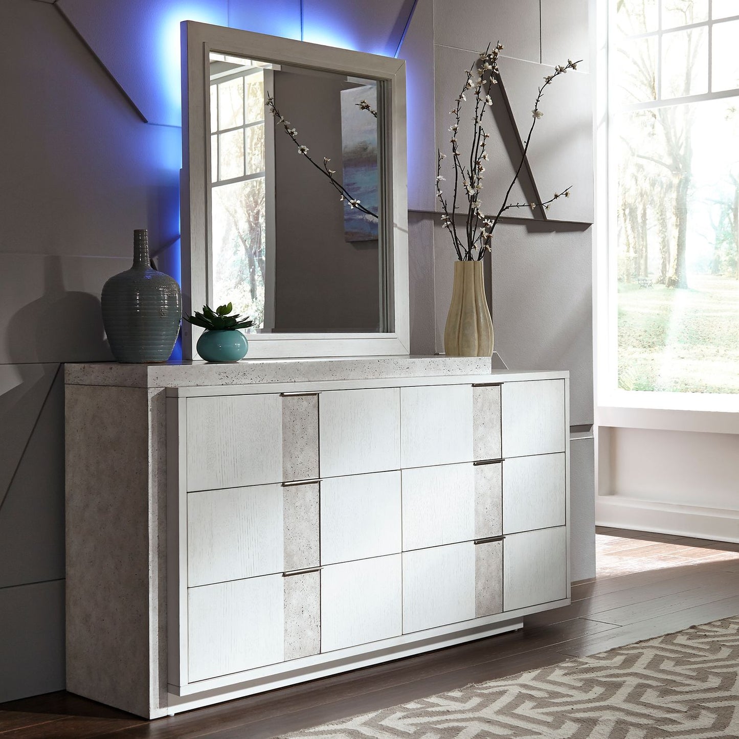 Mirage - Queen Panel Bed, Dresser & Mirror, Chest, Night Stand